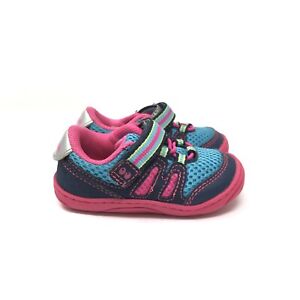 Baby Girls Surprise Stride Rite Avrill Sneakers Blue Pink Size 4 Kids Hook Loop