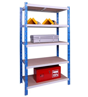 Profi-Schwerlast-Steckregal 300KG/Boden GRUND 220x100x60cm, 5 Böden, blau/grau