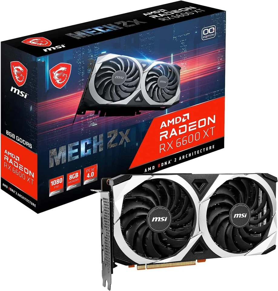 MSI Radeon RX 6600 XT MECH 2X 8G OC Graphics Board VD7841 Black - Image 1 of 3