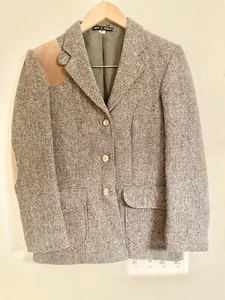 Vtg LL Bean Sports Equestrian Blazer Women’s Harris Tweed Gray Wool Blazer Sz 6 - Picture 1 of 17