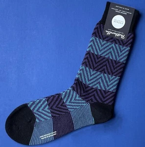 NWT Pantherella Hartwell Herringbone Stripe Merino Wool Socks #59898 - M - Picture 1 of 2