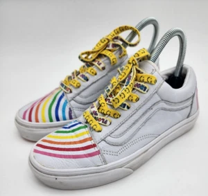 Vans Womens 7 Off The Wall Rainbow Flour Shop Leather White Shoes Kassem - Picture 1 of 9