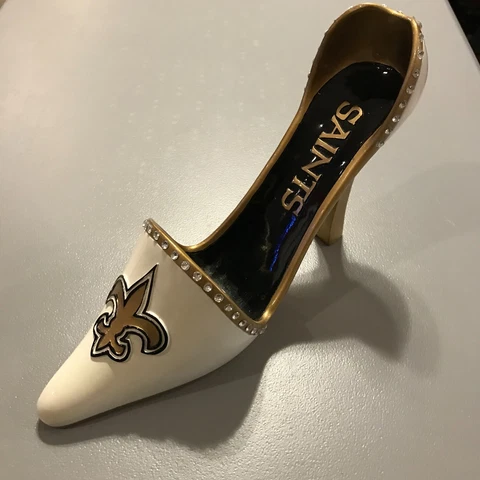 NFL Wine Bottle Holder New Orleans Saints Porcelain High Heel Shoe Cover