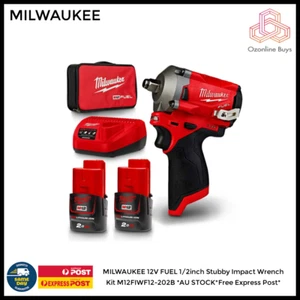 MILWAUKEE 12V FUEL 1/2inch Stubby Impact Wrench Kit M12FIWF12-202B *AU STOCK*Fre - Picture 1 of 1