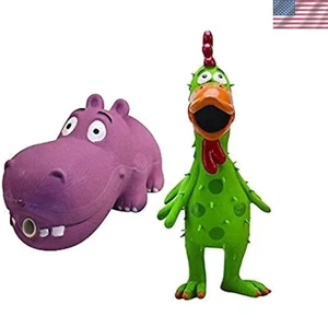 Squeaky Latex Dog Toy for All Breeds - Chicken & Hippo in Colorful Assortment - Picture 1 of 2