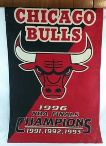 Chicago Bulls 1996 Champions Banner Red Black 44 x 28" - Picture 1 of 9