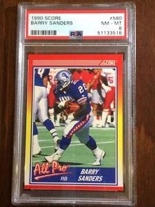 1990 Score — Barry Sanders — 2nd Year — PSA 8 — population 56 (all grades) - Picture 1 of 3