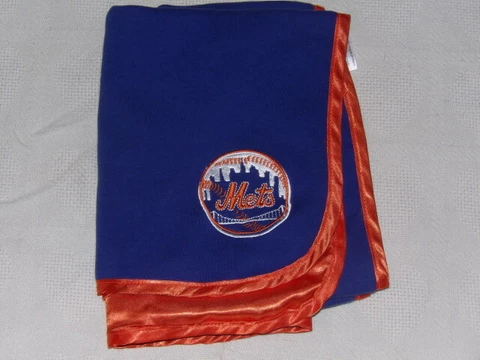 MLB NY New York Mets Infant Baby 30" X 40" Receiving Blankets EUC Cover
