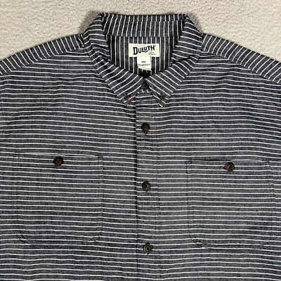 Duluth Trading Co Shirt Mens 2XL Blue Striped Flannel Workwear Outdoor Pockets - Image 1 of 4