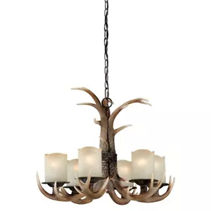 Vaxcel Yoho 6 Light Chandelier, Black Walnut/Crème Cognac Glass - H0016 - Picture 1 of 1