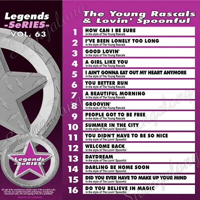 THE YOUNG RASCALS & LOVIN' SPOONFUL LEGENDS SERIES VOL-63 KARAOKE CD+G NEW  - Image 1 of 2