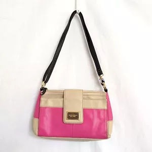 Tignanello Leather Pink and Tan Shoulder Crossbody Shoulder Bag - Picture 1 of 10