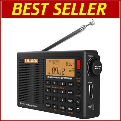 Compact Multi-Band Radio with Alarm Clock and USB Charging - Ideal for Travel - Image 1 of 4