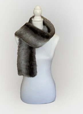 VTG Faux Fur Fuzzy OSFM Winter Scarf Stole Gray Black 57” Jaclyn Smith EUC - Image 1 of 4