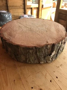 18""x4"" Rustikale Blockscheibe, Rindenschaden, Holz Hochzeitstortenständer, Herzstück - Bild 1 von 11