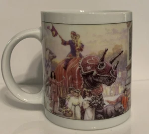 Vintage 1993 James Gurney Dinotopia Dinosaur Parade Mug Cup Greenwich Workshop - Picture 1 of 6