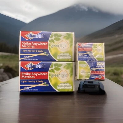 (3 cajas) (300 y 32 por caja) Greenlight Diamond Strike Anywhere coincide de colección Foto 1 de 4