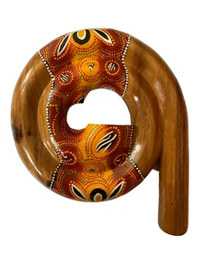 Hecho a mano Didgeridoo rizado viaje música del mundo patrón de puntos aborígenes compacto - Imagen 1 de 7