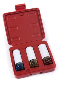 Juego de enchufes de impacto de tuerca de rueda de aleación Motamec pared delgada 3 piezas 1/2" unidad cuadrada - Imagen 1 de 8