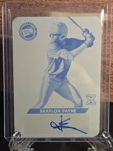 2024 Leaf Press Pass Premium Printing Plate Cyan 1/1 Braylon Payne Auto - Picture 1 of 2