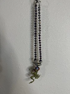 Vintage Kirks Folly grüner Frosch Anhänger Schmuck Perlen Halskette - Bild 1 von 8