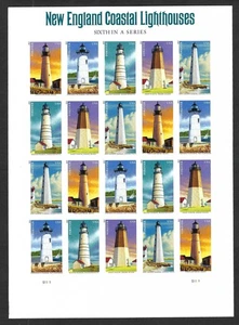 US 4795c NEW ENGLAND LIGHTHOUSES IMPERF PANE OF 20 FROM PRESS SHEET MNH VF-XF - Picture 1 of 2
