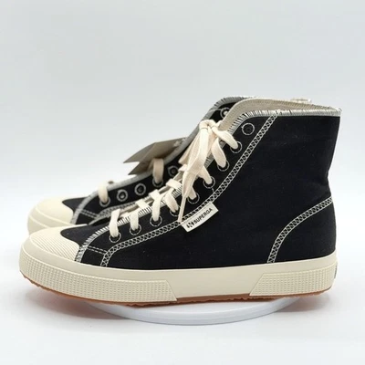 SUPERGA Black Canvas High Top Sneakers Size 9 Womens Drill Overlock 2295 NEW - Image 1 of 4
