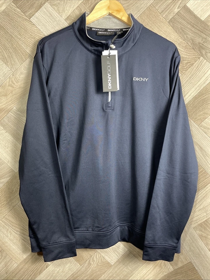 Base superior manga larga con cremallera en cuarto de golf DKNY azul marino talla grande Foto 1 de 4