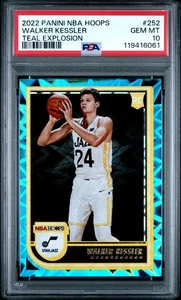 Walker Kessler 2022 Panini NBA Hoops TEAL EXPLOSION RC #252 PSA 10 GEM MINT - Bild 1 von 2