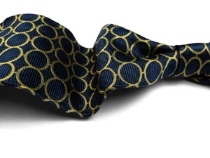 Paul Fredrick - Men’s Ocean Blue & Gold Rings 100% Italian Silk Tie 4”W X 57”L - Picture 1 of 7
