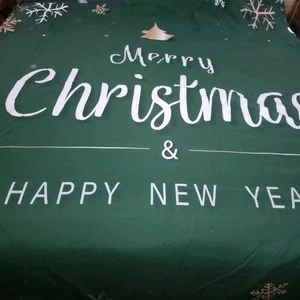 Weihnachten Bettbezug Queen Set Dunkelgrün Bettwäsche Gold Weiß Schneeflocke Deko  - Bild 1 von 7