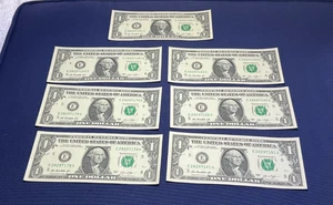 Lote de 6 BILLETES DE UN DÓLAR 2013 con NÚMEROS DE SERIE en secuencia - Imagen 1 de 5