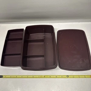 Vintage Tupperware, 767-1, 768-2 mit Deckel 769-2, Stow n’ Go, braun, Tuppercraft - Bild 1 von 8