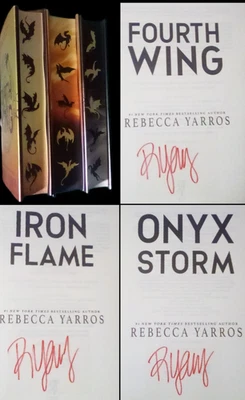 Fourth Wing/Iron Flame/Onyx Storm *Signed* Wing and Claw Sprayed Edges Yarros - Imagem 1 de 4