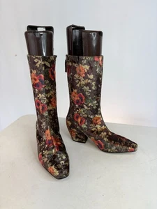 About Arianne Velvet Floral Calf Boots Spain EU Sz 38 - Picture 1 of 7