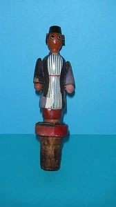 RARE VINTAGE ISRAEL FOLK ART WOOD & CORK BOTTLE STOPPER YEMENAITE RELIGIOUS MAN - Picture 1 of 12