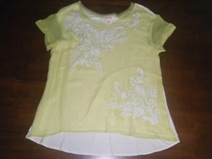  Womens Sundance catalog Embroidered Ideal Grace Silk overlay Top Tee Blouse S - Imagen 1 de 4