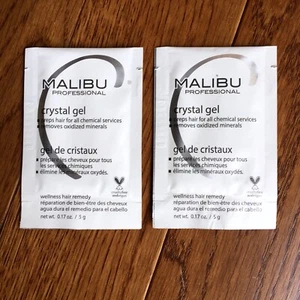 2 Malibu Crystal Gel Treatment Packets 2 Caps Removes Discoloration Preps Hair - Picture 1 of 6