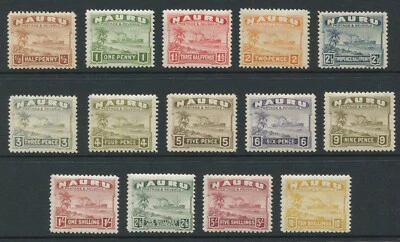 NAURU 1924 Juego de 14 Sg 26A-39A Montados Como Nuevos 2/6d, 5s y 10s Sin Montar MNH Foto 1 de 2