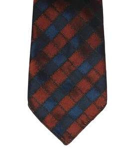 Folkespeare Trevira tie blue bronze check Made in England vintage retro VGC - Picture 1 of 3
