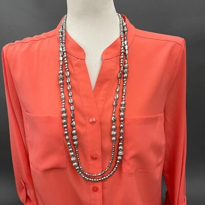 Collar Chico's de moda floral con cuentas en tono plateado nuevo sin etiquetas Foto 1 de 4