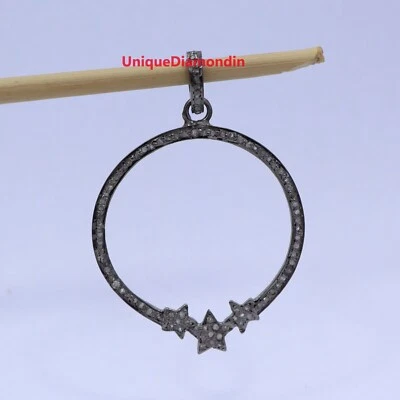 Natural Pave Diamond pendant 925 Sterling Silver Handmade vintage charms Pendant - Image 1 of 4