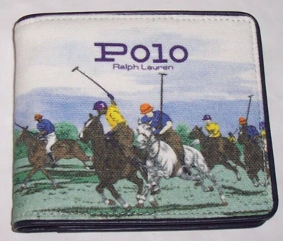 NWT Polo Ralph Lauren Canvas COLORFUL POLO MATCH BILLFOLD Card Case/Wallet NICE - Image 1 of 4