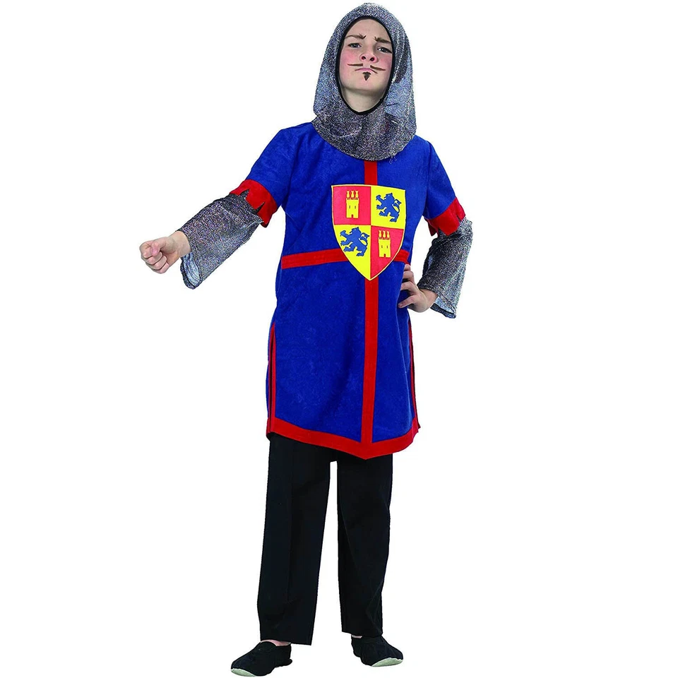 KINDER RITTERKOSTÜM & HAUBE / Karneval Fasching Ritter Kostüm Tunika Kettenhaube