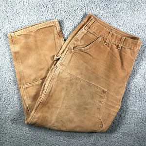 Pantaloni da lavoro in tela doppio ginocchio Carhartt BO1 BRN sbiaditi effetto invecchiato 46x32 larghi - Foto 1 di 23