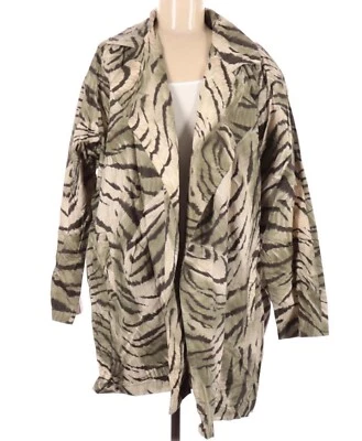 Abrigo Carlisle Parche Tormenta Seda Cebra Chaqueta Bolsillos Frente Abierto Talla Mediana Foto 1 de 4