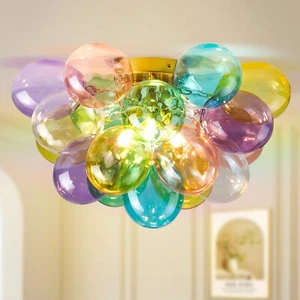 15'' Colorful Bubble Ball Glass Chandelier, Pendant Light Ceiling Light Fixture - Picture 1 of 24