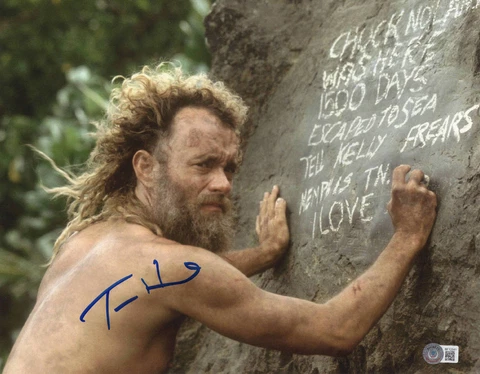 L@@K TOM HANKS SIGNED AUTOGRAPH CAST AWAY 11X14 PHOTO BAS BECKETT COA WILSON Cover