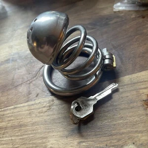 Stainless Steel PA Hook Lock Puncture Restraint Male Chastity Cage 40mm - Picture 1 of 3