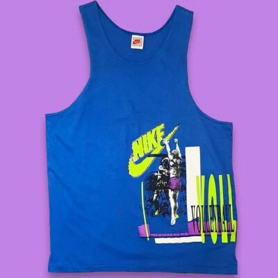 Camiseta sin mangas vintage de voleibol Nike - años 90 colores neón azul, verde y púrpura Foto 1 de 4